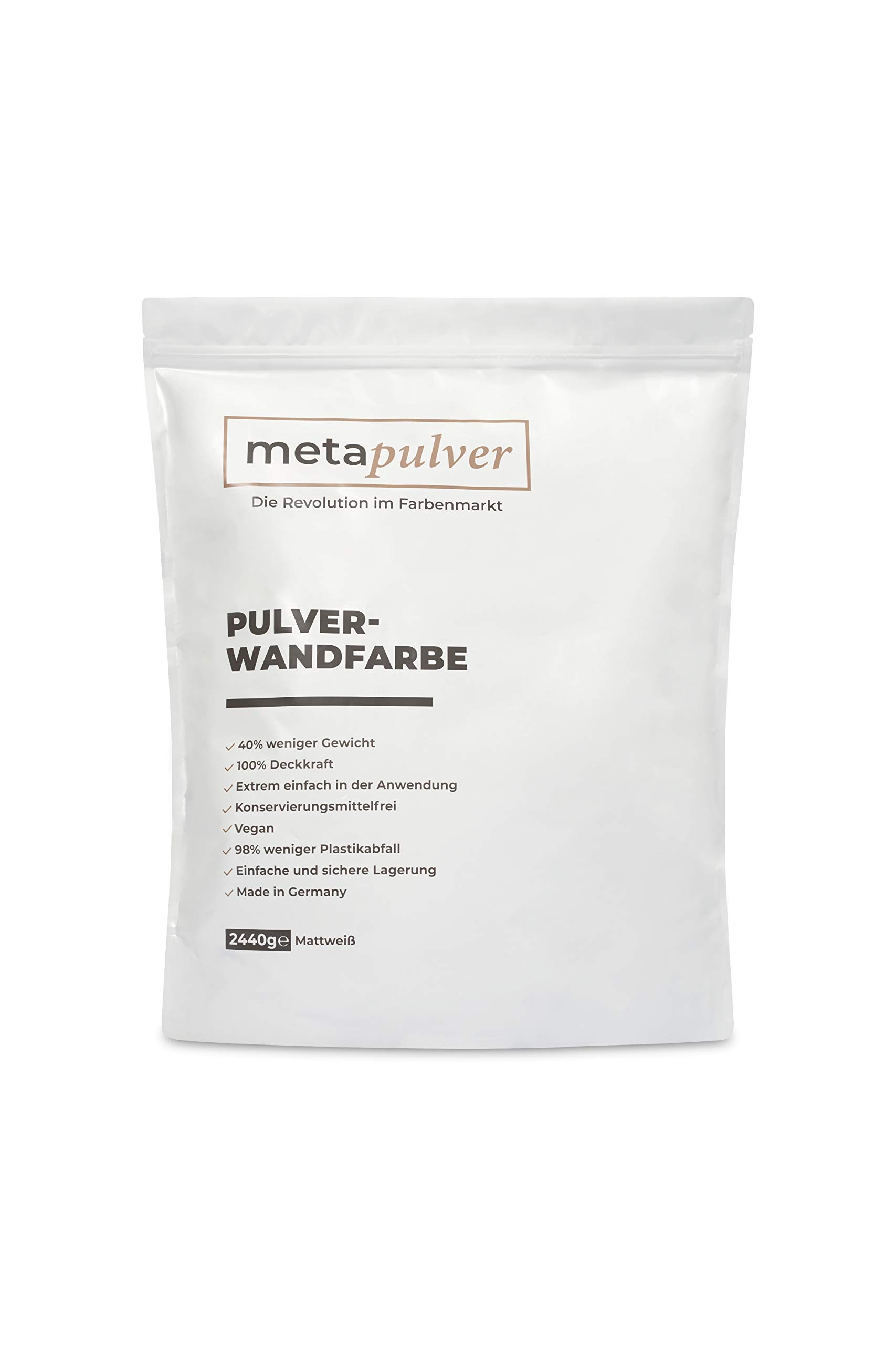 Wandfarbe weiß für Innen (2440 Gramm matt, ergibt 4L für 24-40 m2) Pulver- Innenfarbe mit besonders hoher Deckkraft Dispersionsfarbe zum Anrühren mit Wasser