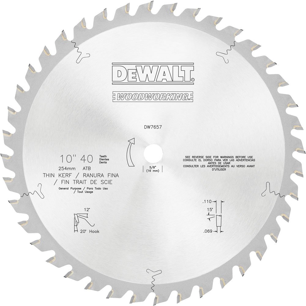 DEWALT 10 In 40T General Purpose Woodworking Saw Blade