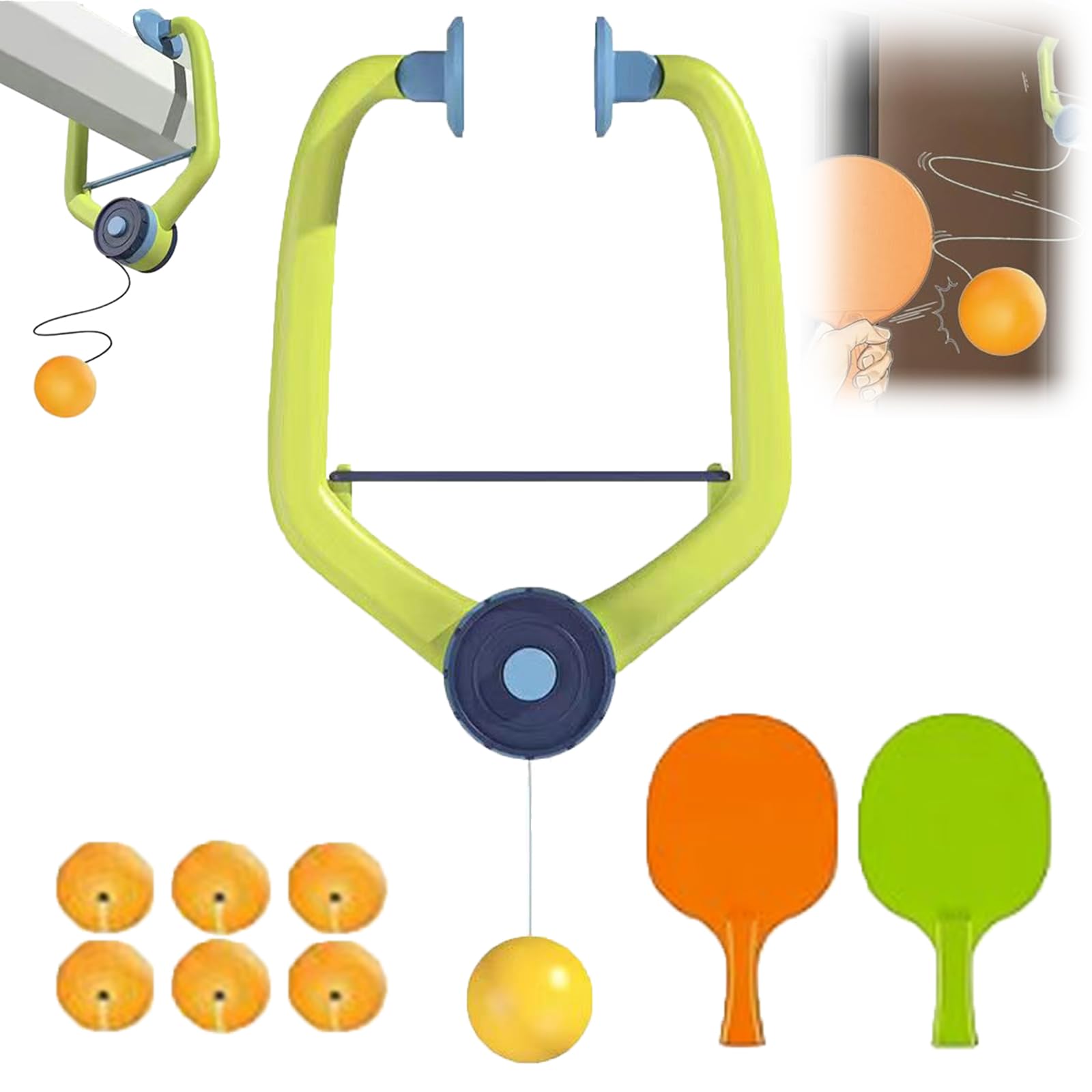Door Ping Pong Game, Over The Door Frame Ping Pong Game for Kids, Adjustable Doorway Game Pingpong, Hanging Table Tennis Trainer Portable Set