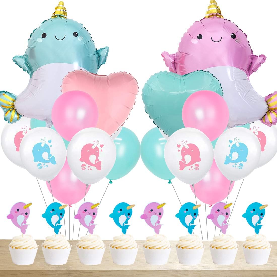 Kreatwow Narwhal Party Decorations Birthday Party Supplies Under the Sea Baby Shower for Girls Boys 1st Birthday