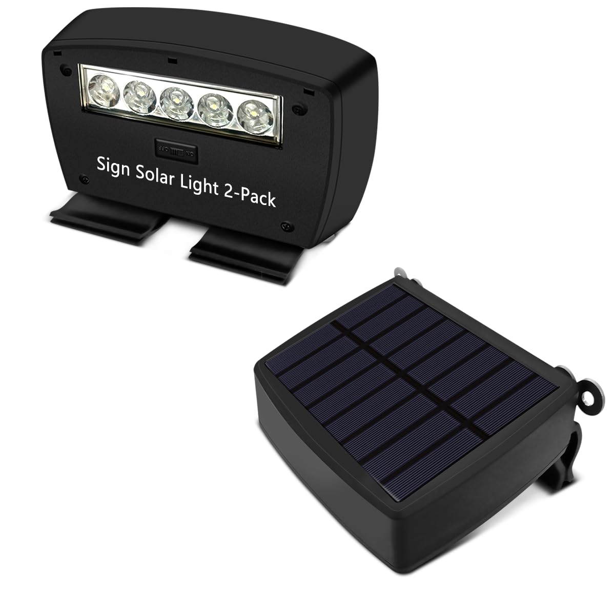 OOSSXX Solar Power Deck LED Light Clip-On Yard Security Sign Spotlight (Large Capacity Battery, Max14 Hours Working)