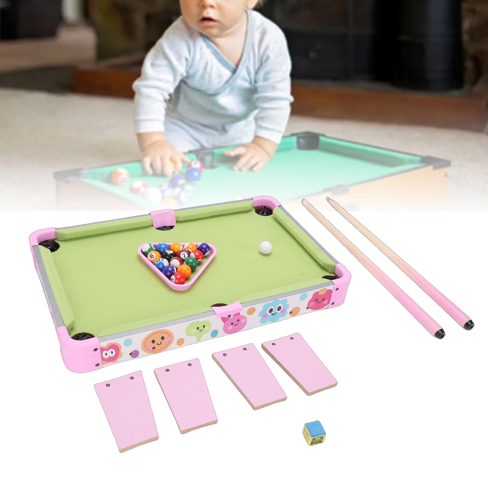 Asixxsix Mini-Billardtisch, Family Bonding Toy Tisch-Billardtisch, Verstärktes Design, Tragbarer Pool-Spieltisch für Junge Spieler, Kleiner Billard-Spieltisch