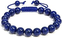 Vista 1 de Adjustable Crystal Bracelet – Gemstone Bead Bracelet with Adjustable Macrame String – Chic Gemstone Bracelet for Men and Women – 8mm Round Healing