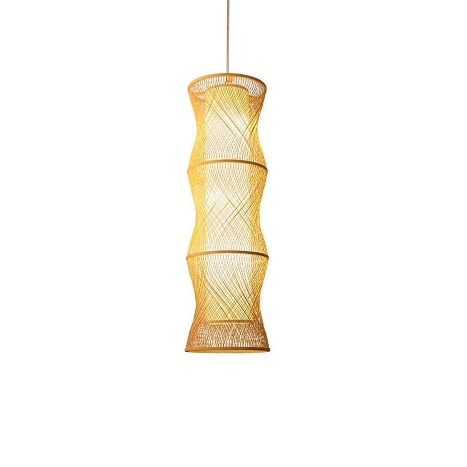 Lampes en rotin tissées main suspension bambou style rétro e27 plafond