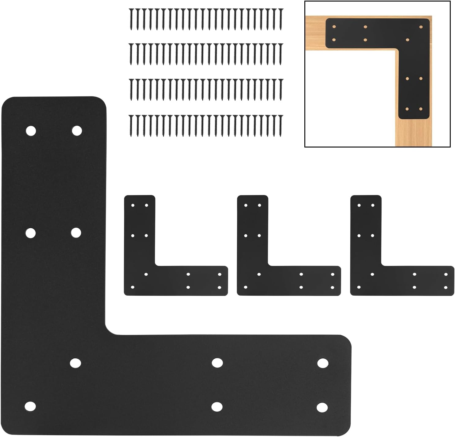 4 Pack 10''x10'' L Post Brackets,L Flat Mending Plate,L Post to Beam Bracket, L Pergola Bracket,L Shape Strap Plate Fit 4x4,6x6 Wood for Repair House,Truss framing,Pergola
