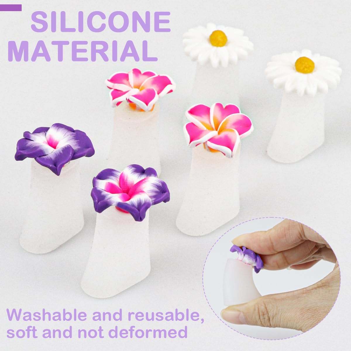 24 Pcs Daisy Flower Silicone Toe Separators, Gel Rubber Toe Stretcher Pedicures Toes Dividers Nail Art Tools Polish Guards for Home Salon