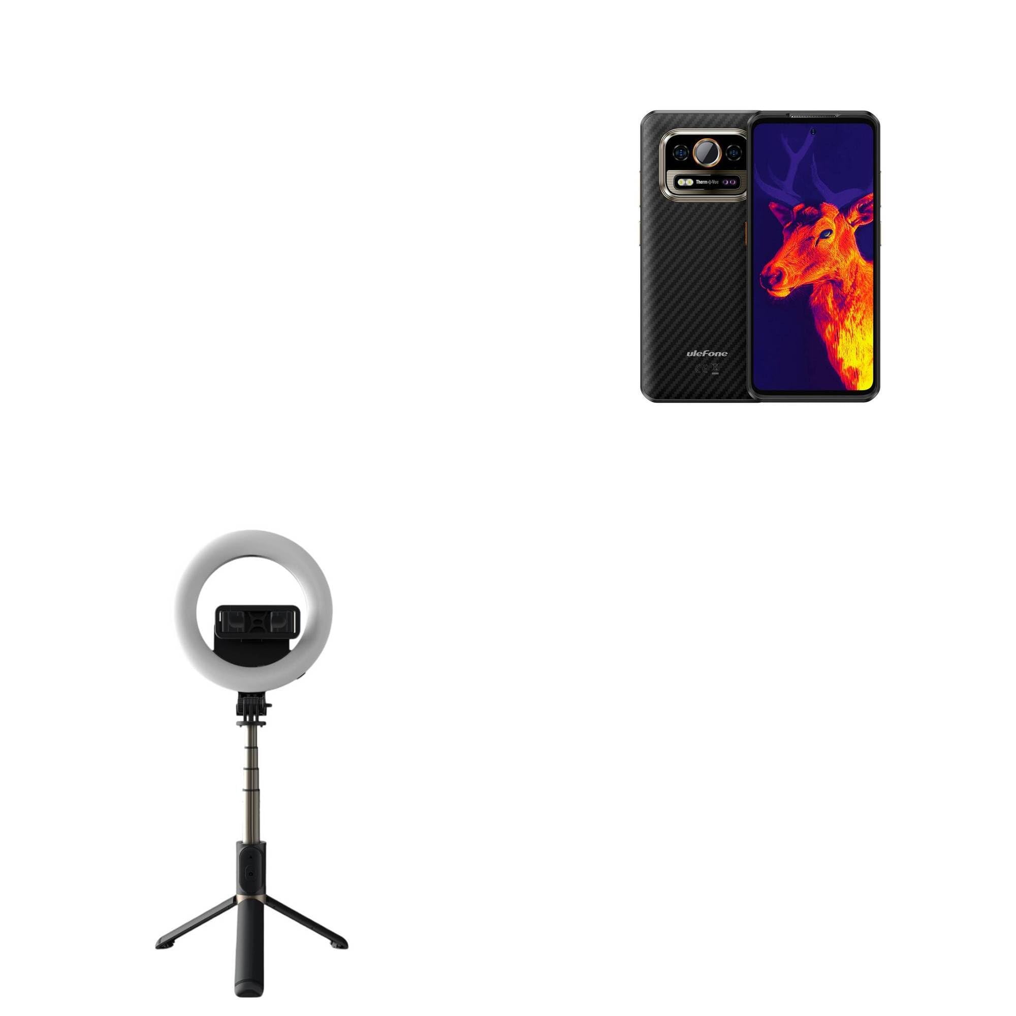 BoxWave Stand and Mount Compatible with Ulefone Armor 25T - RingLight SelfiePod, Selfie Stick Extendable Arm with Ring Light - Jet Black