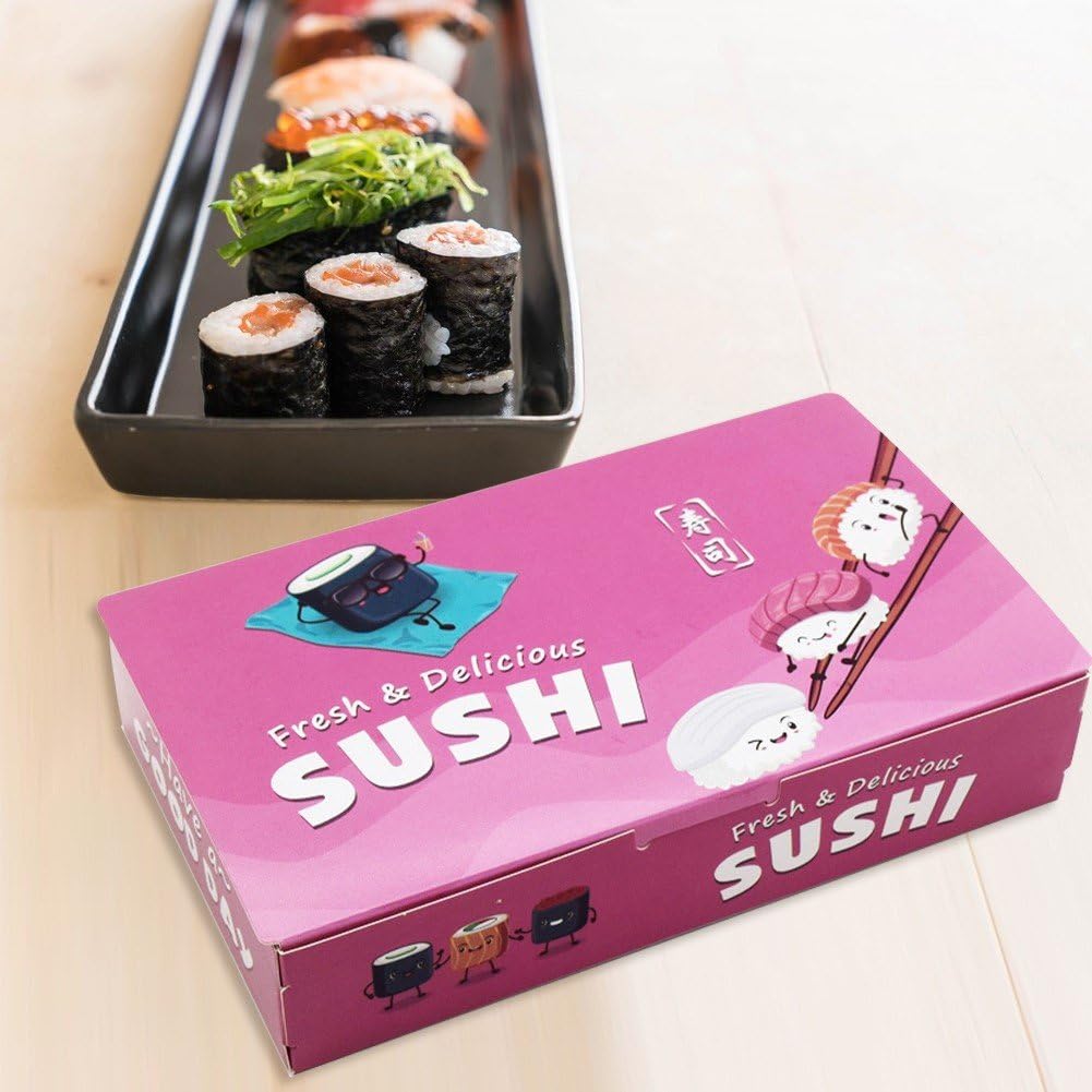 Wudaizhi Cajas De Comida para Llevar, Pequeñas Cajas De Charcutería, Contenedores Desechables para Sushi, Suministro De Embalaje De Bolas De Arroz para Restaurante, 100 Uds.