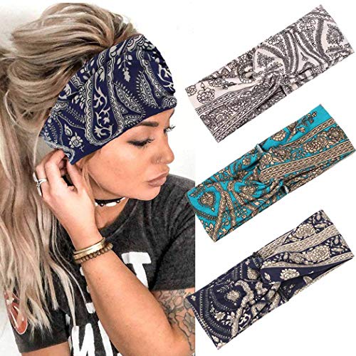 Gorais Boho Headbands Criss Cross Head Wraps Cloth Elastic Headband Fashion Twist Head Wrap for Women and Girls (A Criss cross)