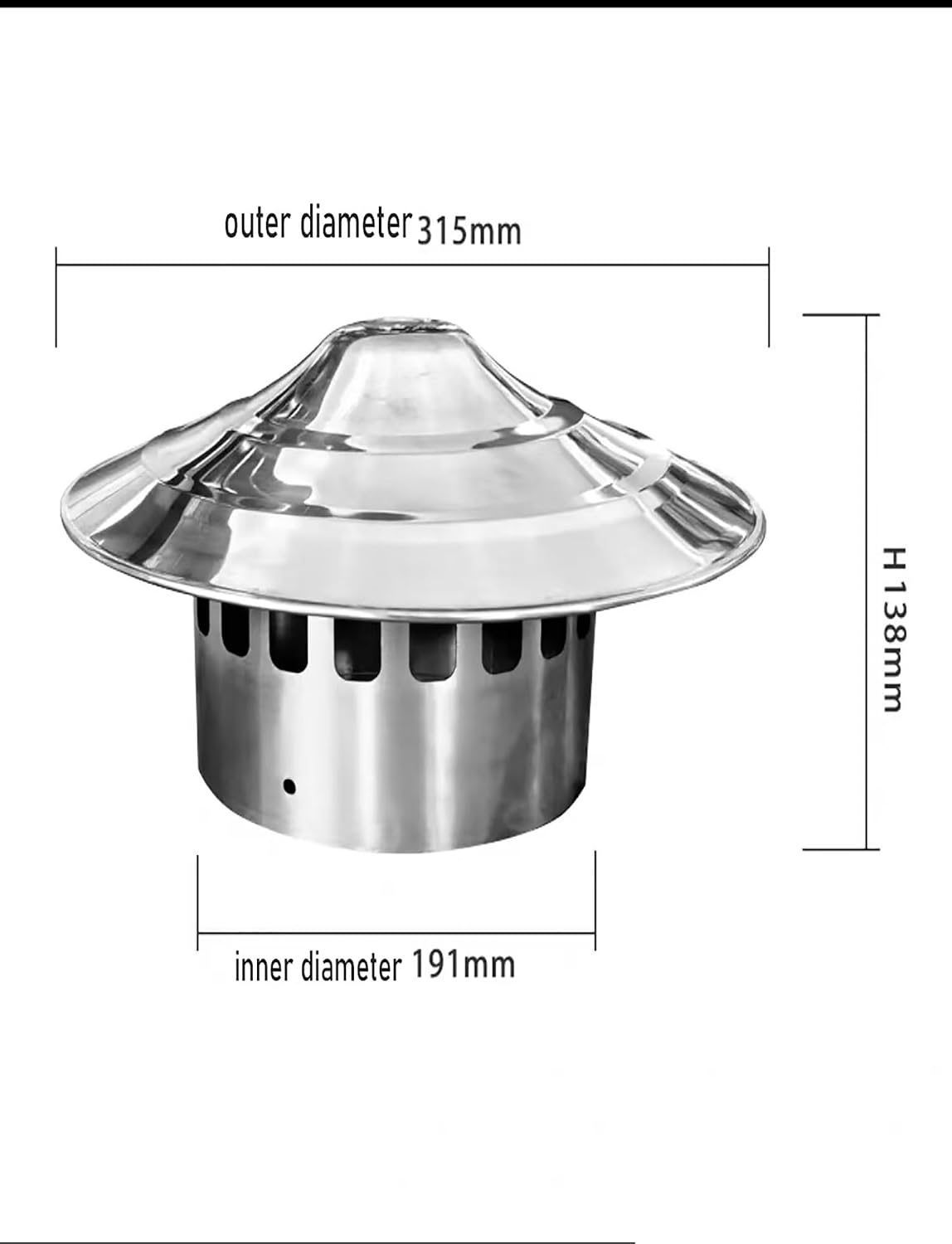 Stainless Steel Roof Vent Cap, Windproof Chimney Cover for Smoke Evacuation and Outdoor Protection