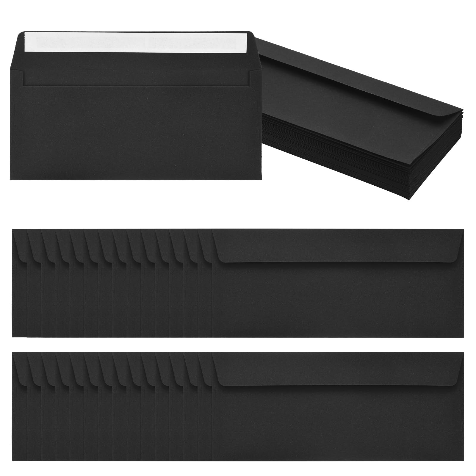 PATIKIL 100 Pack Black #10 Business Envelopes, Colored Self Seal Letter Size Envelopes for Business Mailing Office Checks Invitation, 24.1 x 10.5 cm