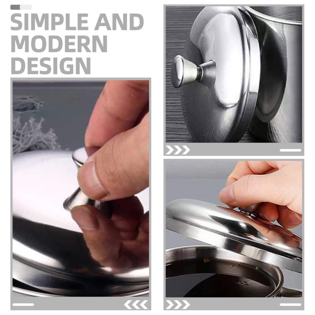 Cabilock 6 coperchi in acciaio inox per tazze, in vetro, coperchio in metallo, antipolvere, 9,5 x 9,5 cm