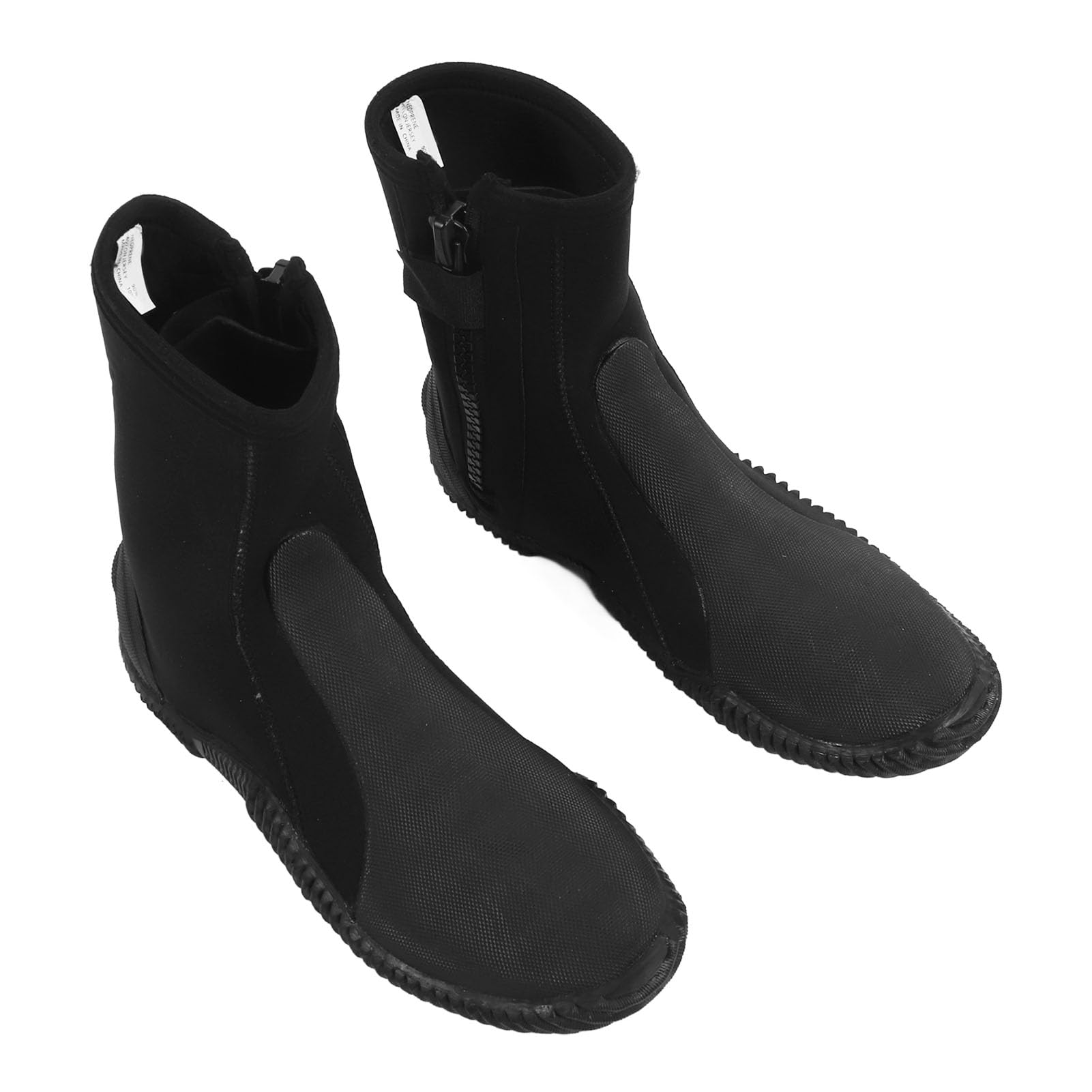 Keenso Chaussures Aquatiques Bottes de Plongée en Caoutchouc Néoprène 5 Mm Haut Antidérapant Fermeture éclair Latérale Bout renforcé pour Le Surf Natation Plage Activités Aquatiques Hommes Femmes