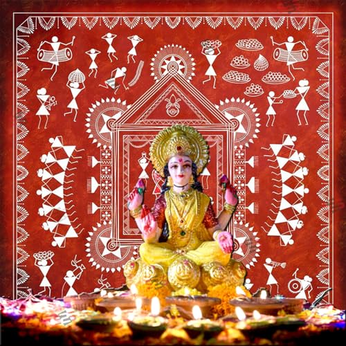 Image of S2S Varli Paint Design Backdrop Cloth | for Wedding Decoration Traditional Background Curtain Cloth | 5 Feet Height & 5 Feet Width