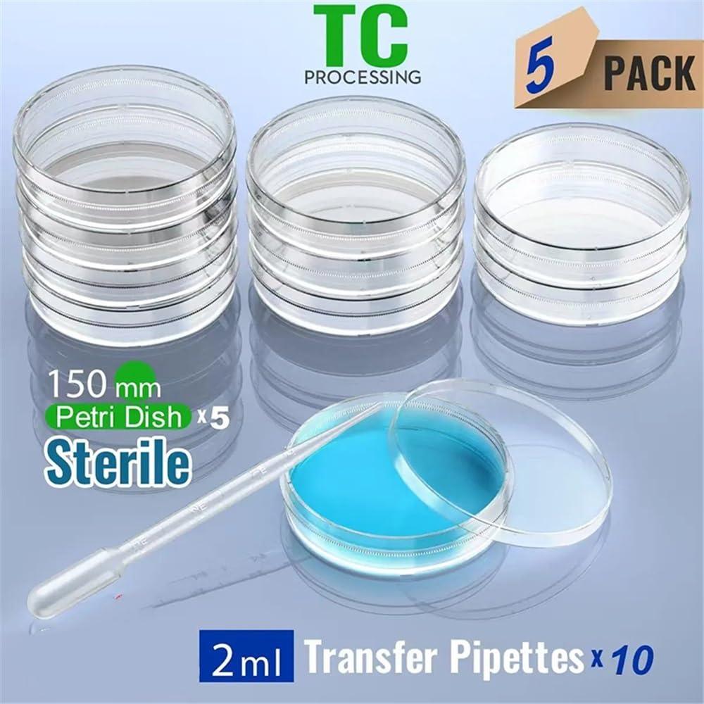 5 talerzy z pokrywką 150 mm plastikowe pipety transferowe 2 ml Sprzęt laboratoryjny