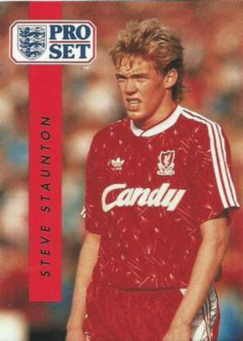 1990-91 Pro Set English League EPL #104 Steve Staunton RC Liverpool Official Soccer Card in Raw (NM or Better) Condition