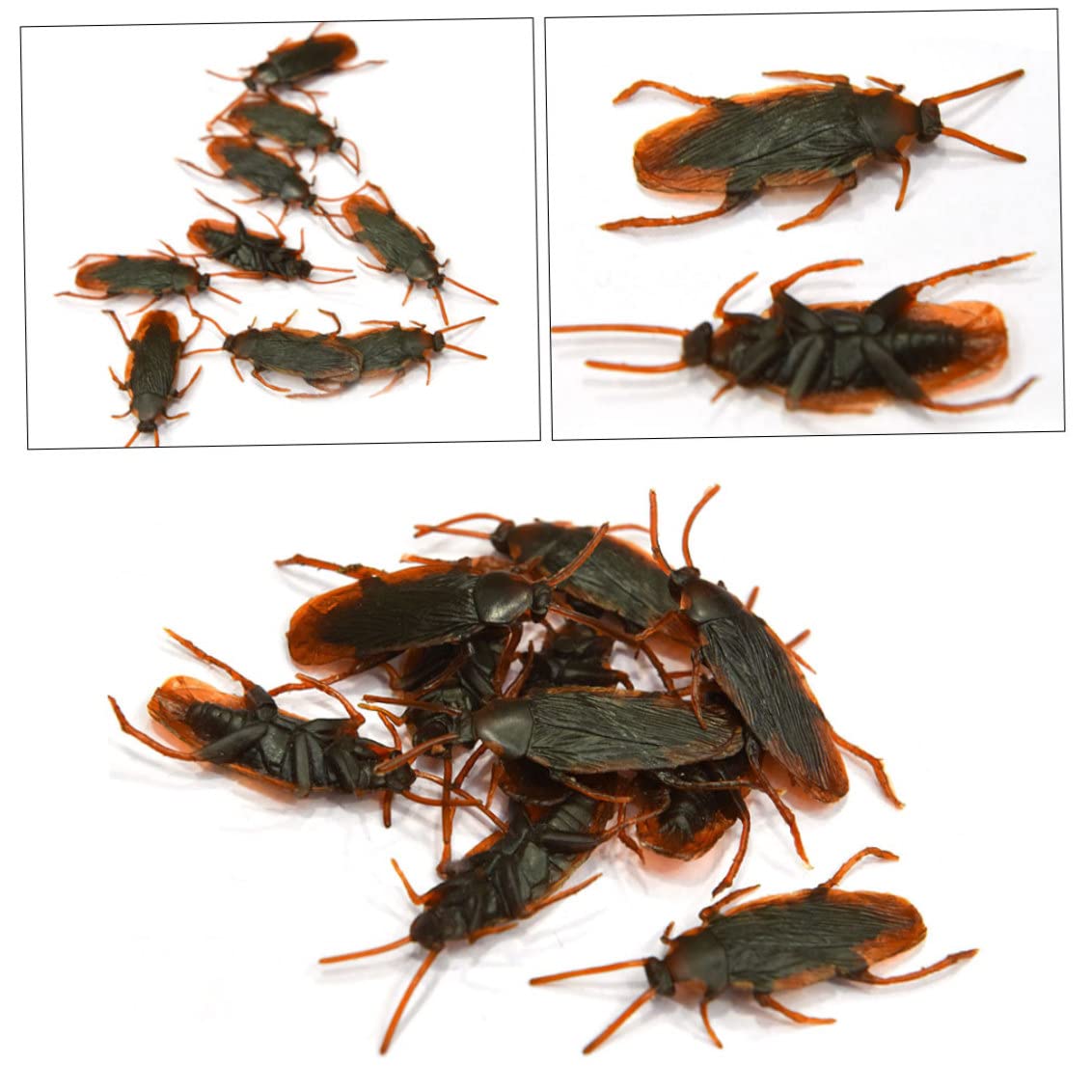 10 pezzi falsi scarafaggi di scarafaggi di plastica realistici Insetti di scherzo giocattoli scherzi scarichi bug per gli sciocchi.