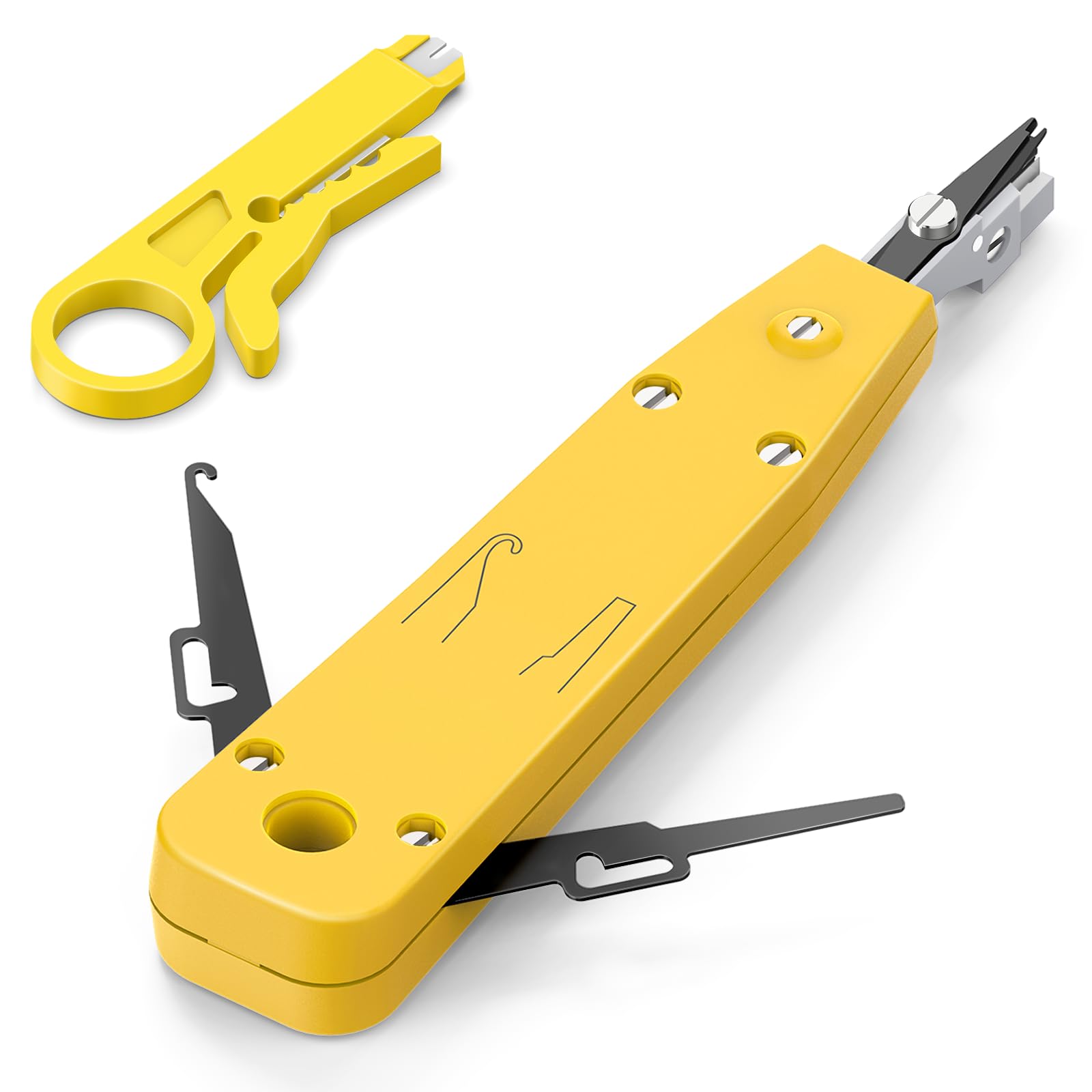 Narzędzie do dziurkowania, narzędzie Ethernet Punchdown Krone do gniazda RJ45 Cat5/Cat6/Ca6A kabel telefoniczny RJ11 profesjonalne narzędzia do wkładania zacisków z hakiem do ściągania izolacji