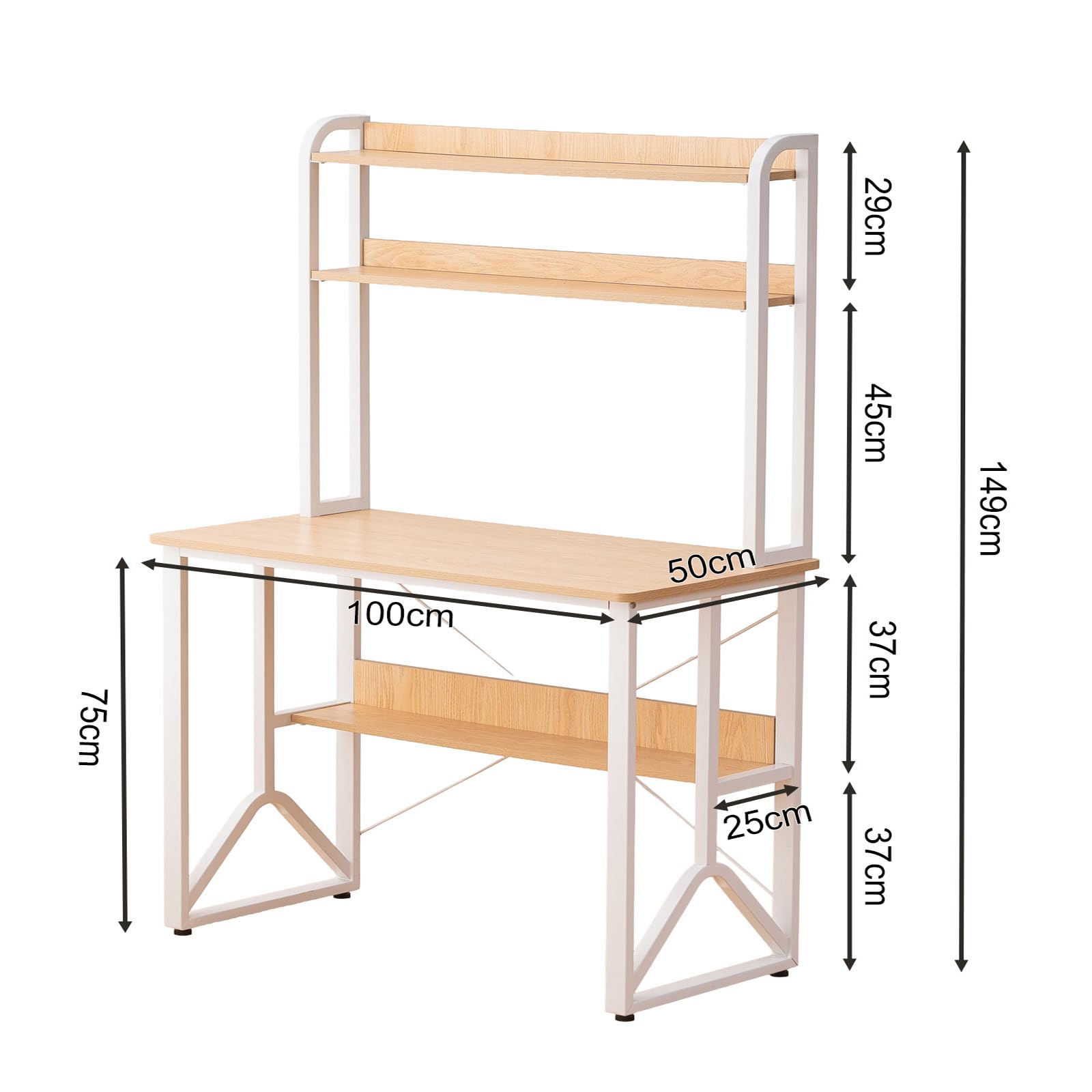 Nowoczesne biurko w stylu dębowym 100 x 50 cm, podwójne półki zapobiegające upadkowi i stabilizator struktury Y - Biurko studenckie z zabezpieczoną krawędzią