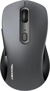TECKNET Bluetooth Mouse, [ USB + BT1 + BT2 ] Wireless Mouse for Laptop, Silent Click, Full-Size, 4800 DPI Computer Mice Wireless, Dual Mode for Laptop, Computer, iPad, MacBook
