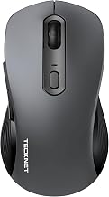 TECKNET Bluetooth Mouse, [ USB + BT1 + BT2 ] Wireless Mouse for Laptop, Silent Click, Full-Size, 4800 DPI Computer Mice Wireless, Dual Mode for Laptop, Computer, iPad, MacBook