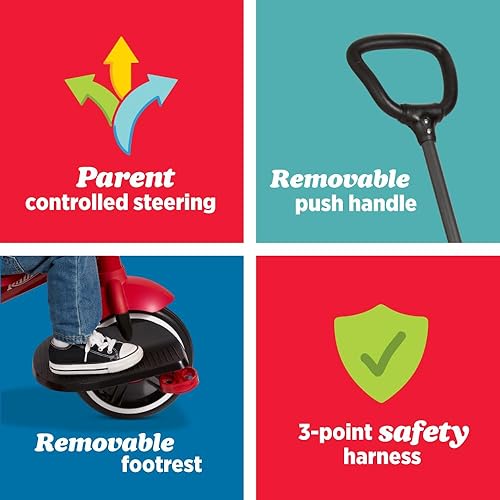 Miniatura 4 de Radio Flyer Pedal & Push Stroll ' N Trike - Triciclo, color rojo, de 1 a 5 años (exclusivo de Yaxa)