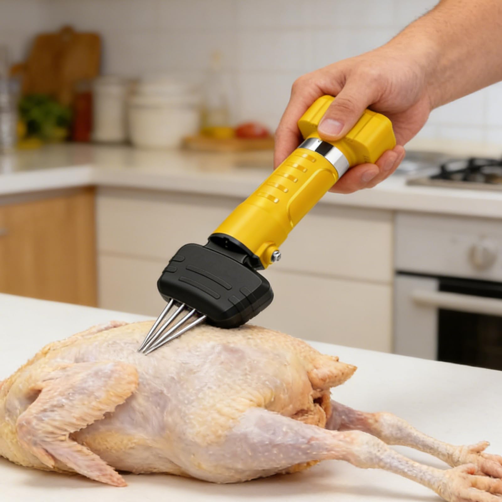 MRKU Portable Cordless Poultry Feather Remover,Handheld Chicken Plucker Machine,Speed 11000 Rpm,with Adjustable Cone Head 2000 MAh Rechargeable Battery