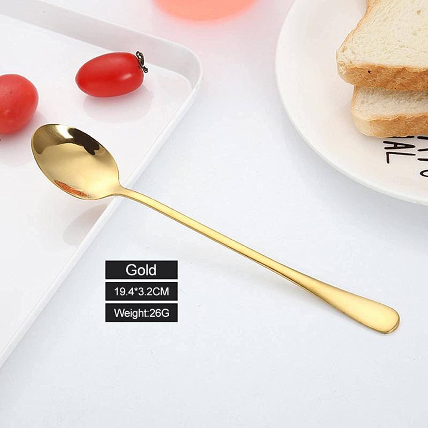 Cucharas De Mesa Cucharas de agitación Spoon Cuchara acero inoxidable Té Café Postre Scoops Home Kitchen Flatware Sopa Antigoteo Servir(Black)