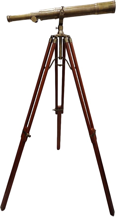 Telescopio Náutico Antiguo de Latón con Trípode de Madera miniatura 6