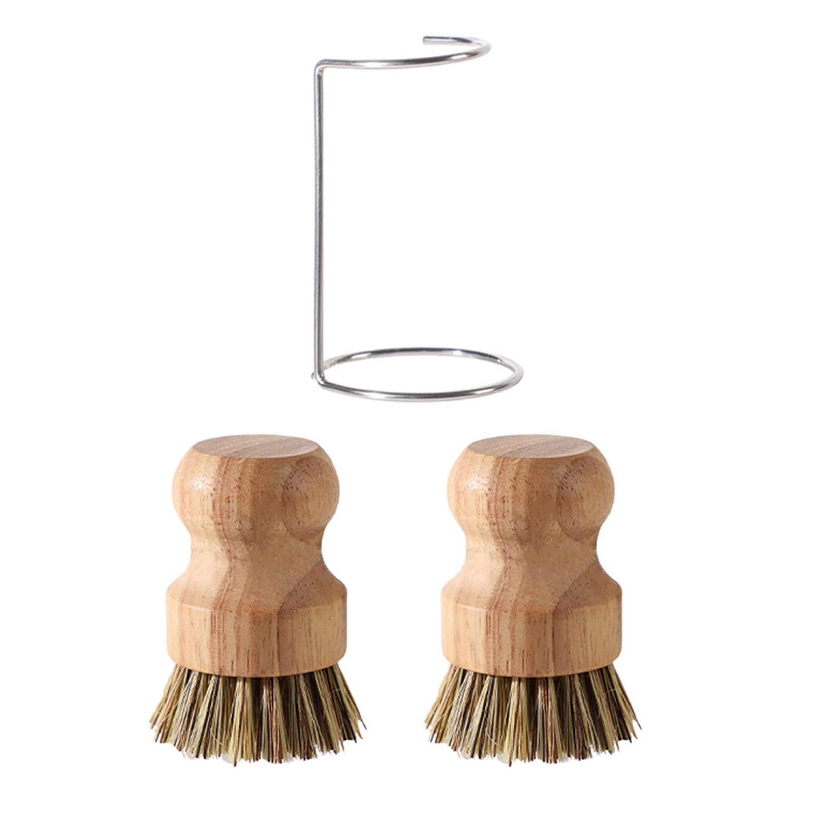 1set/3pcs Wood Dish Scrubber Dish Brushes for Kitchen with Natural Sisal Bristles Short Handle Tool