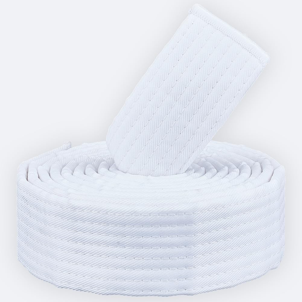CREATCABIN White Jiu Jitsu Belts Polyester Martial Arts Belt Judo Karate TKD Aikido Uniform Ranking Belt Long Soft Universal Fit Adult Belts for Taekwondo Hapkido Sports Training Equipment 7.21ft