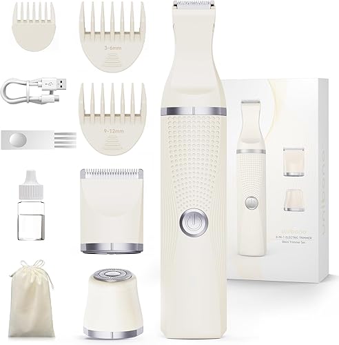 Miniatura 9 de Unibono Recortadora de bikini para mujer, recortadora de pelo recargable 3 en 1 para mujer, impermeable, eléctrica, para mujeres, para púbic, cara,