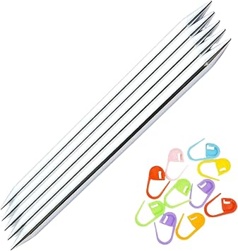 KnitPro Nova DPN Double Pointed Knitting Needles 8 inch, Size 1 20cm, 2.25mm with 10 Colorful Stitch Markers