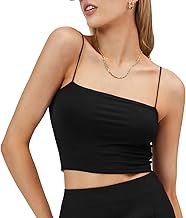 Sheux Camisole for Women Spaghetti | Built - in Bra & Light Padding for Gentle Coverage | Crop top for Casual and Formal wear - Slim fit, Stretchy Soft Lycra Tank top (26 to 36) Bust Size (Free-Size)