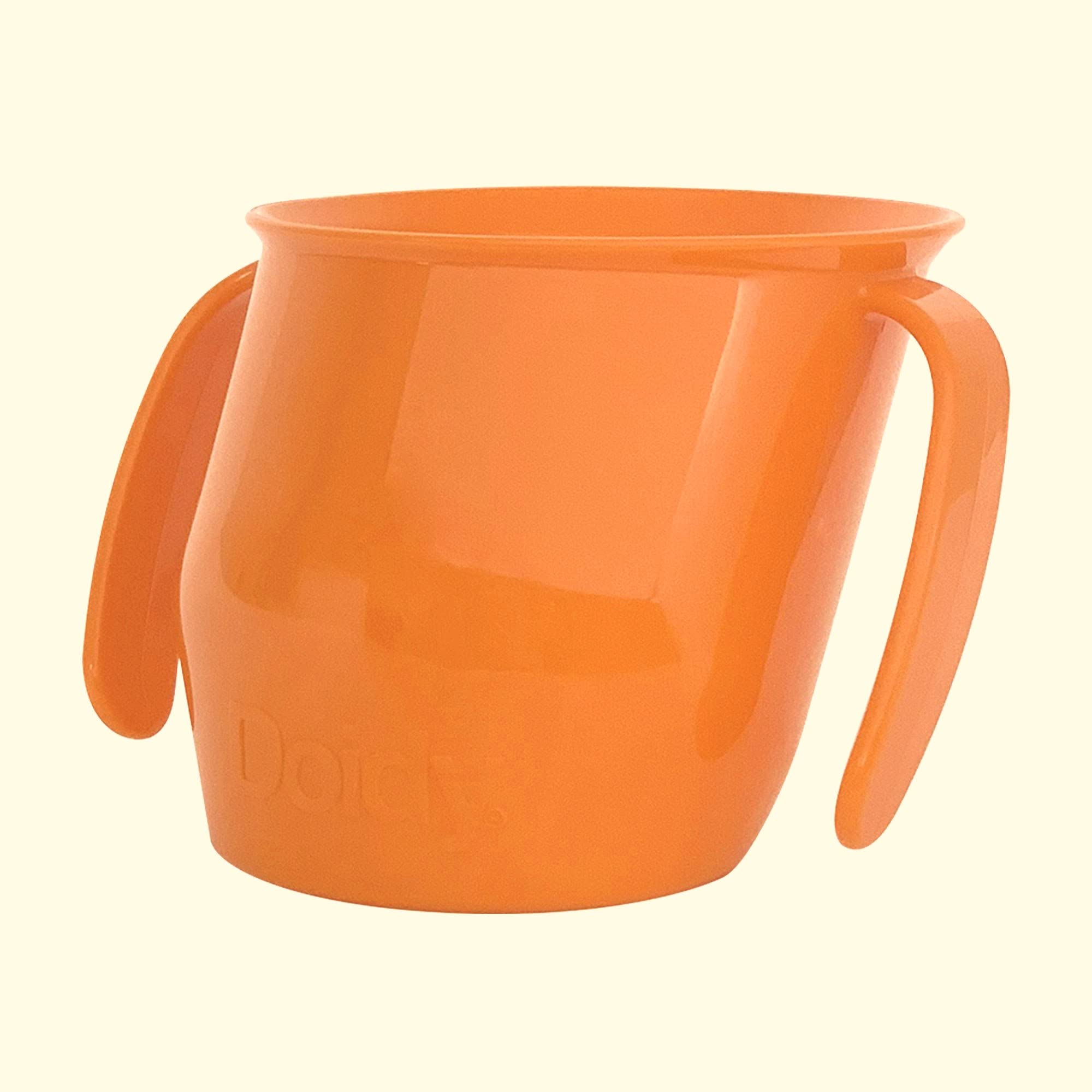 Doidy Cup Tacitas de aprendizaje abiertas para nenes y bebés – Diseño oblicuo único - Vaso para bebé de dos asas – Taza genial para el destete para leche, agua y zumos Uso desde 3-6 meses hasta niños (Naranja)