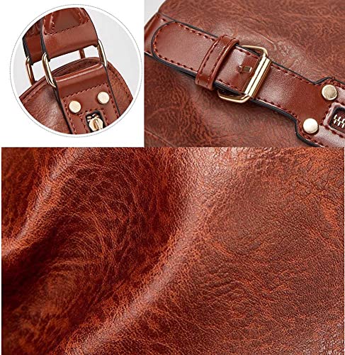 Womens Large-Capacity One-Shoulder Messenger Handbag Fashion Oily Leather Tote Bag with Adjustable Shoulder Strap Brown,Black3