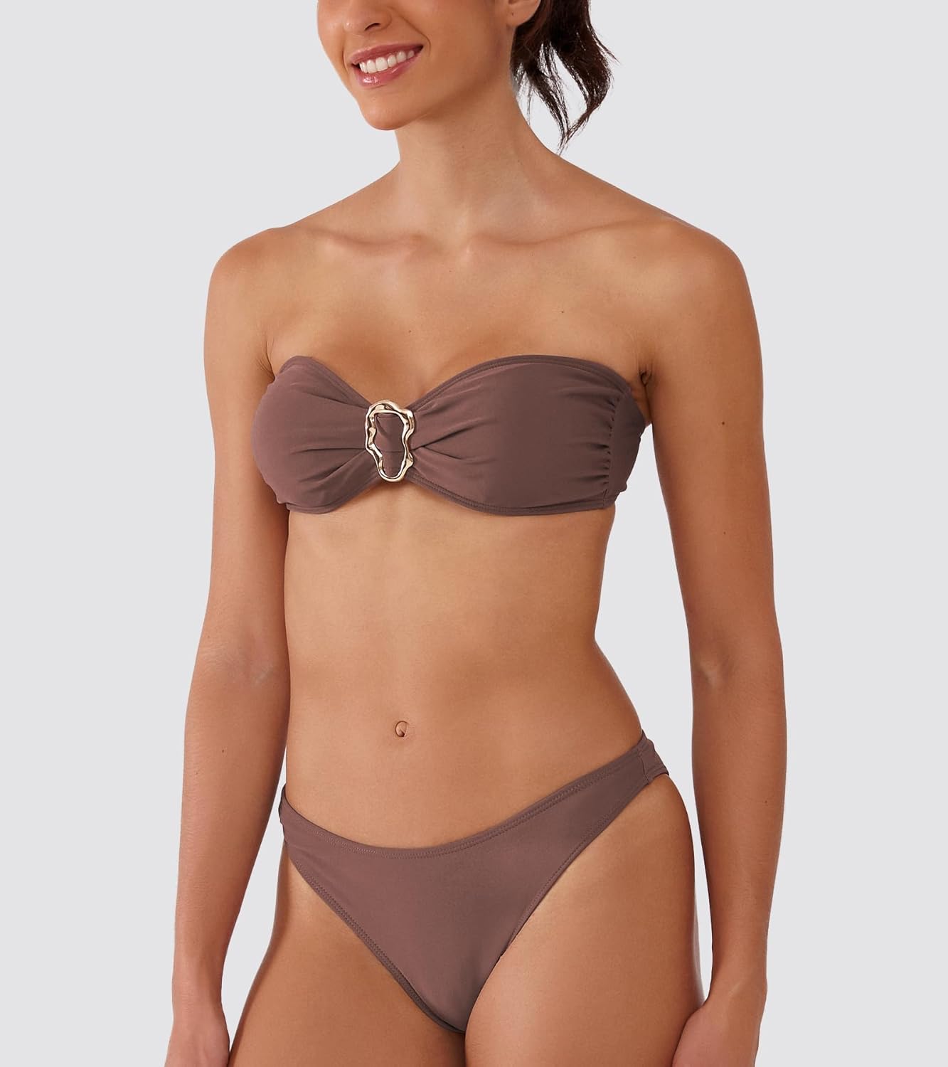 Women's Strapless Bandeau Bikini Sets High Cut Cheeky 2 Piece Swimsuit Bestselling Bathing Suit - Image 3