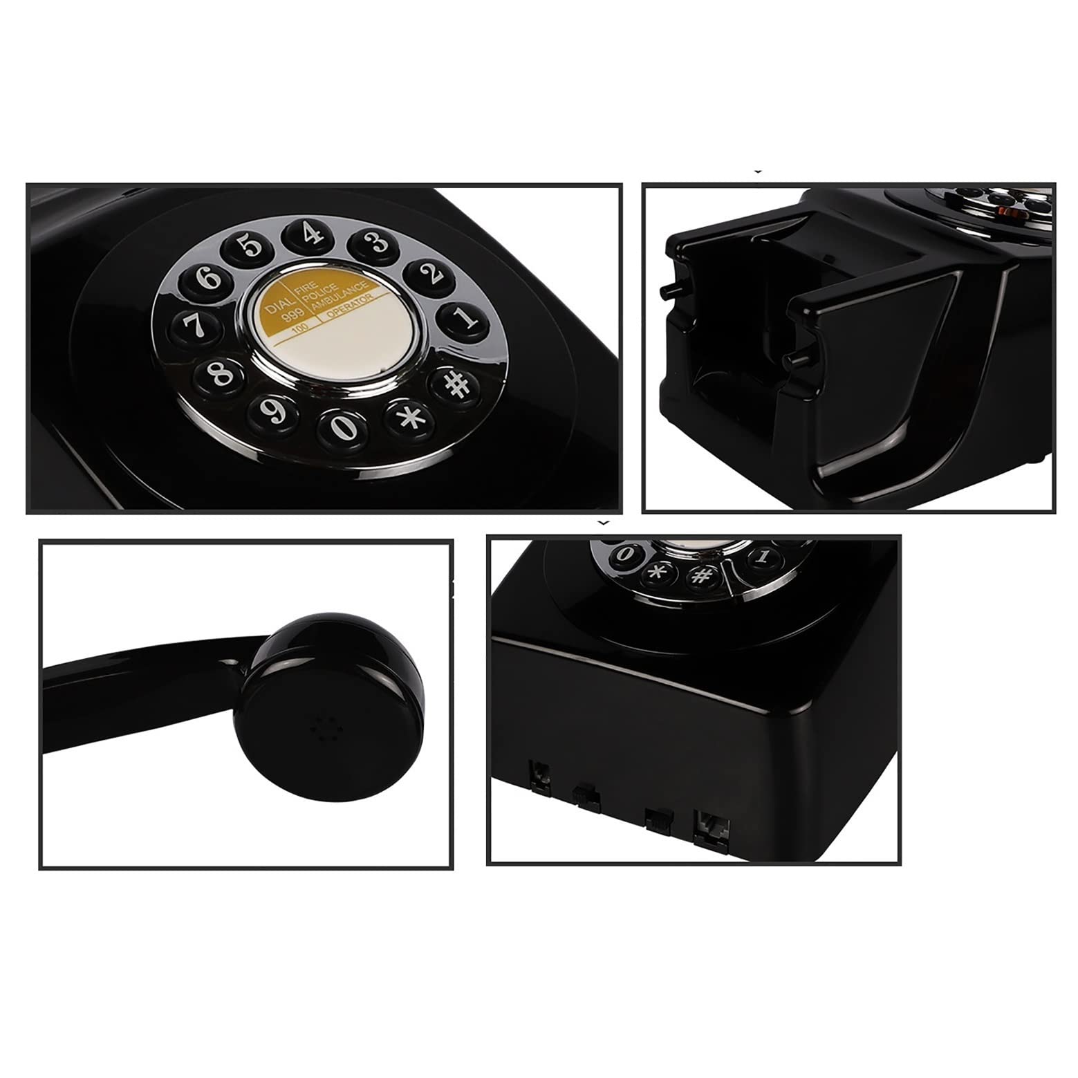 telefon ścienny telefon stacjonarny, retro telefon stacjonarny z przyciskami, kręcony kabel, autentyczny dzwonek, telefon stacjonarny do domu, telefon domowy do biura, te(E)