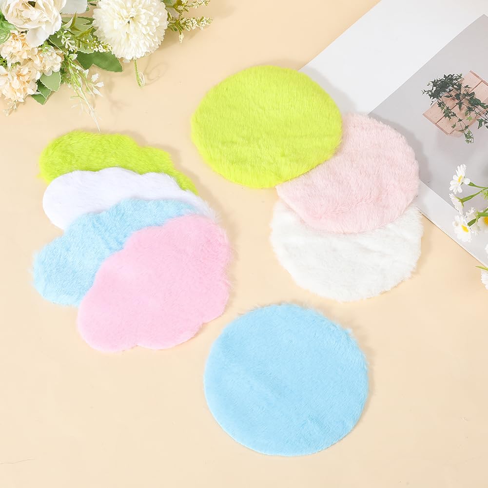 GORGECRAFT 8pcs Miniature Carpet Dollhouse Rug Mini Doll House Decor Miniature Dollhouse Area Rug Polyester Fluffy 1/12 Scale Dollhouse Round&Cloud Rugs Velet Carpet for Furniture Decoration - Image 3