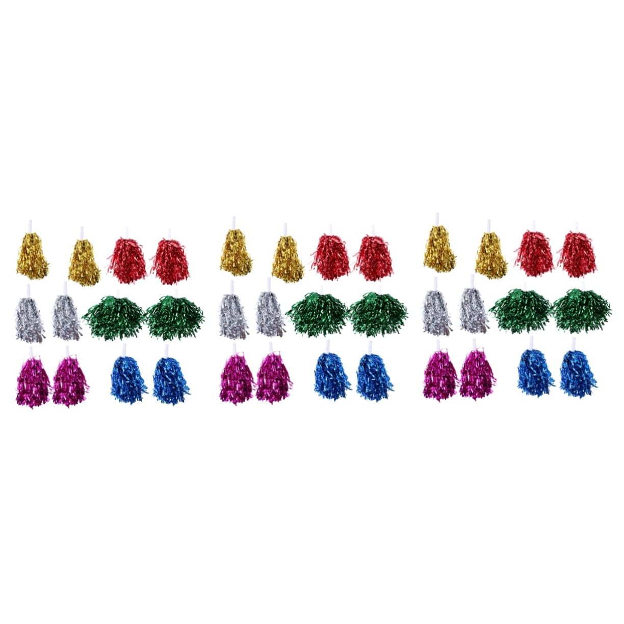 Sosoport 36 Pcs Pompons Amusants D'Équipe De Pompons Pompons Bleus Et Dorés Accessoires De Pom-Pom Girl De Gymnastique De Pom-Pom Girl Pompons Brillants De Sport Pompons Blancs Pompons