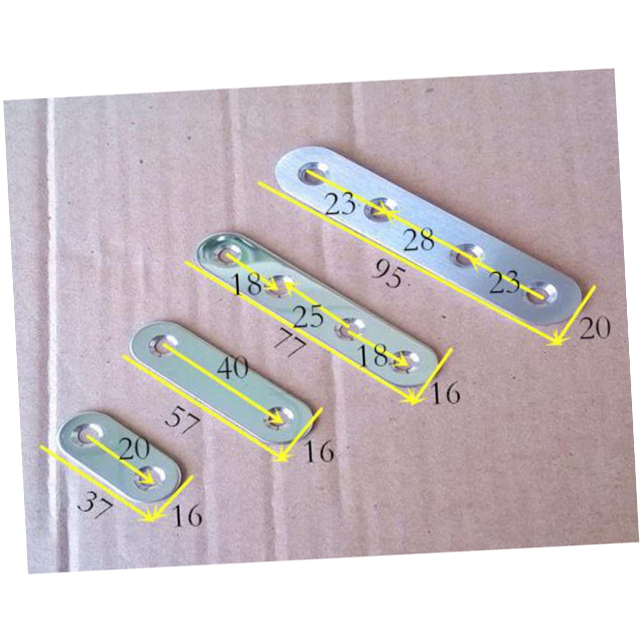 FUNOMOCYA 10pcs 95mmx20mmx2.5mm Stainless Steel Fixing Plate 4 Hole Repair Plate for Corner Brace Furniture Joinery