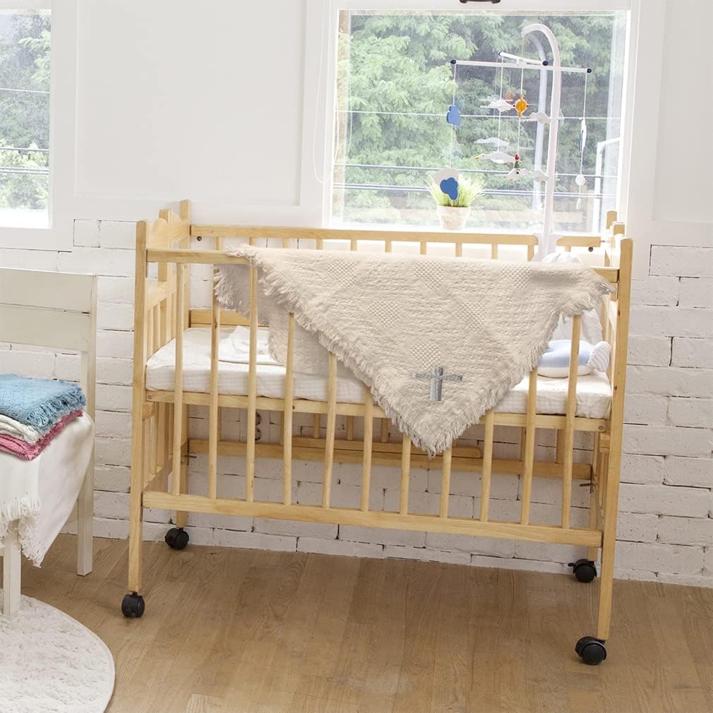 Custom Embroidery Nursery Bedding Baby Blankets for Boys & Girls Cross Silver