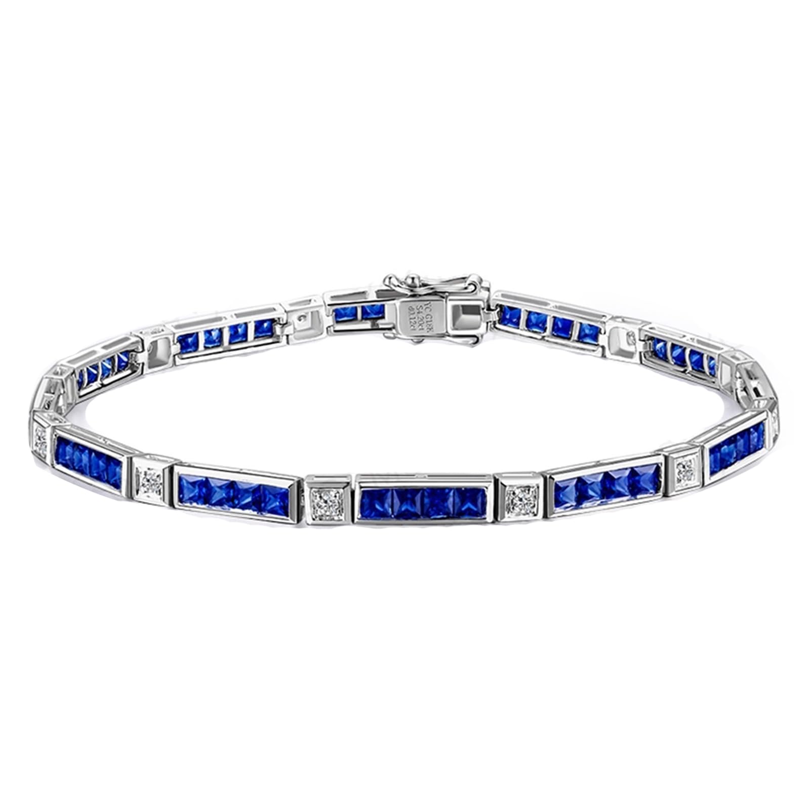 Bransoletka z białego złota dla kobiet 750/585/375, szafirowa, 4,2 ct, 16-20 cm, diamentowa, bransoletka ślubna