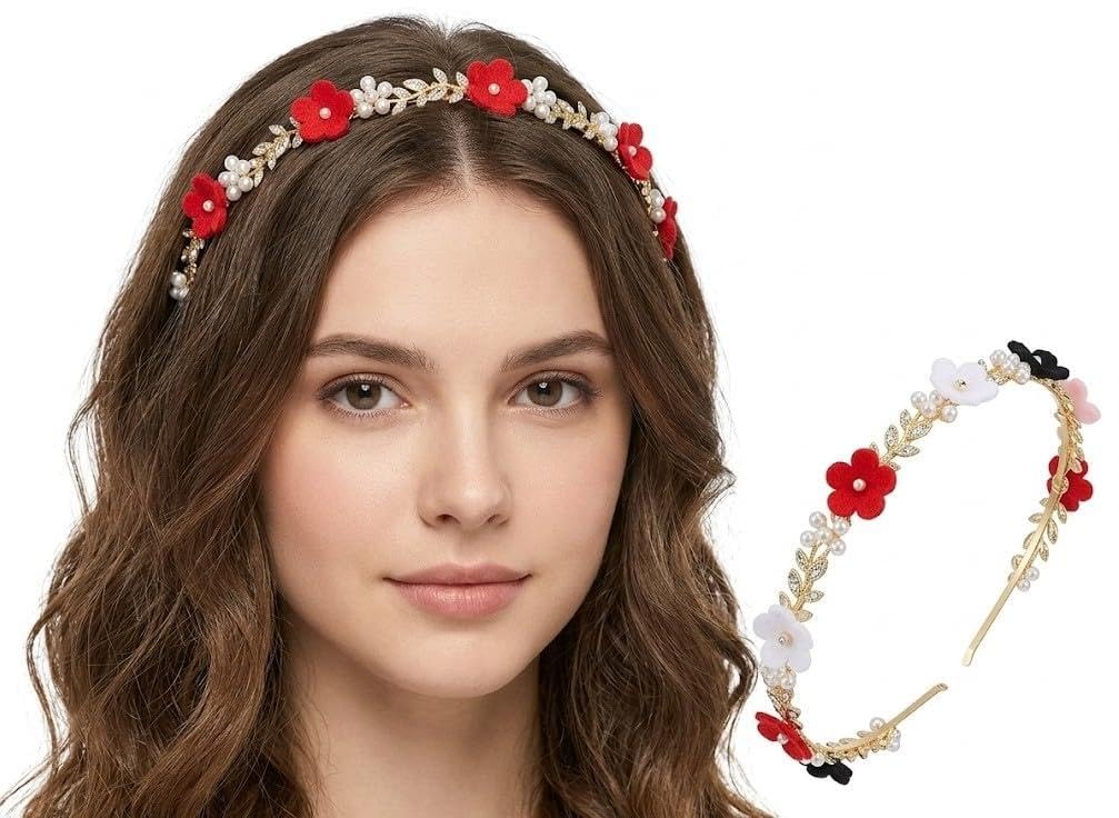 Stones, Flower Hair Bands, For Women, Girls And Teenagers | Decorative Flower Stone Headband for Christams Weddings, Birthdays & Festive looks-image-5