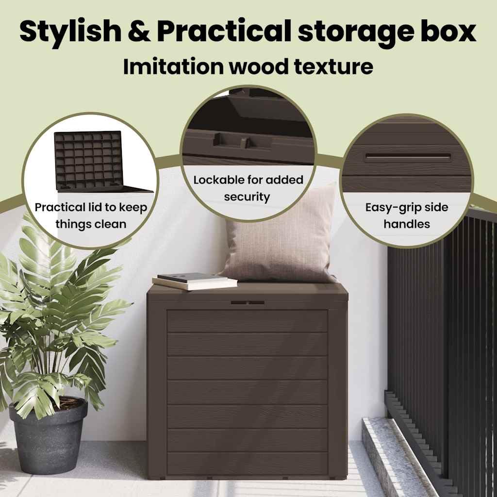 vidaXL Gartentruhe Braun 58,5x46x55 cm Polypropylen, Werkzeugkasten, Lagerbox, Gartenbox, Werkzeugtruhe, Deckenbox, Kissenbox, Auflagenbox