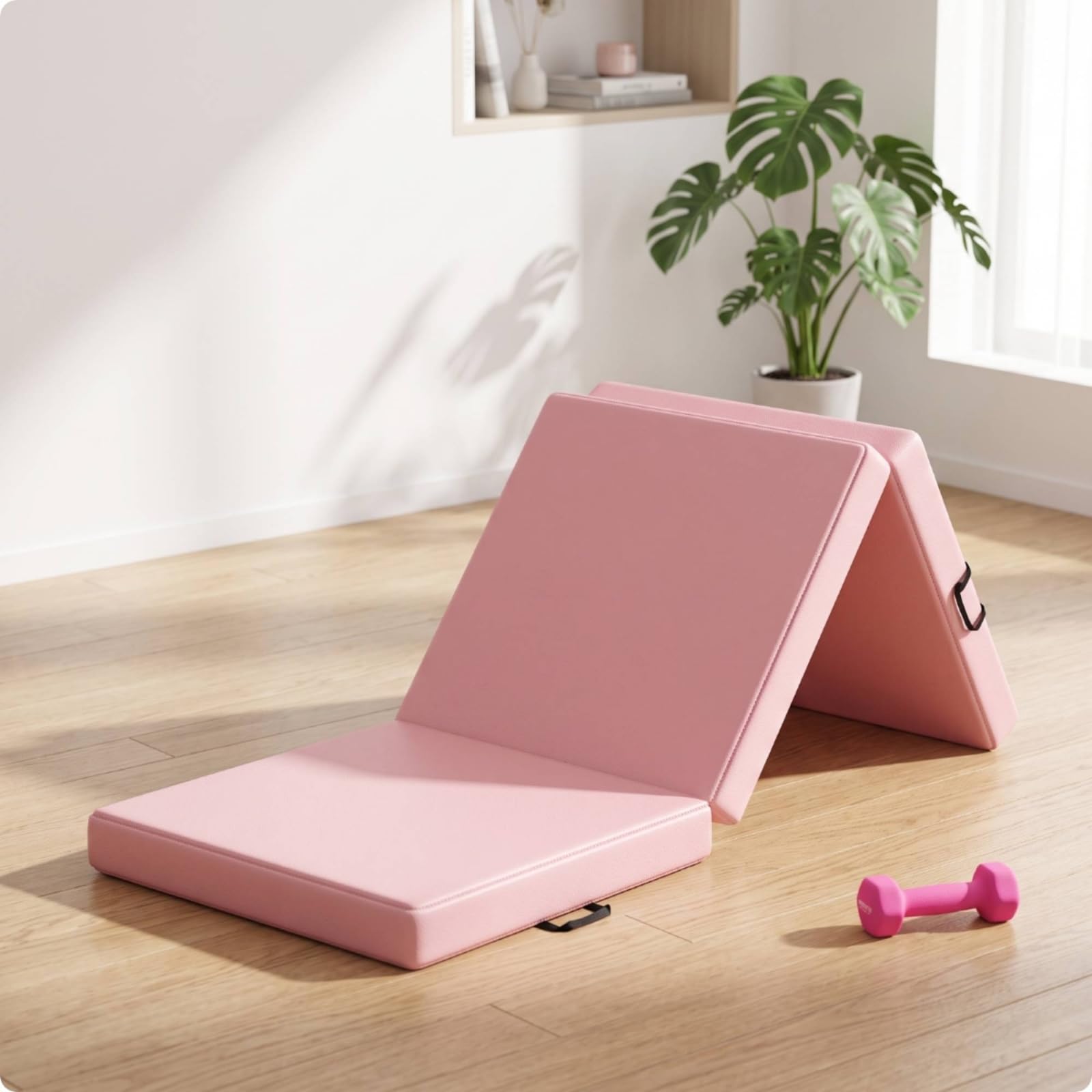 rockible Tappetino Pieghevole Palestra Fitness Allenamento Ginnastica Addominali Tre Pieghe Portatile Facile da Riporre Rivestimento Similpelle Imbottitura EPE
