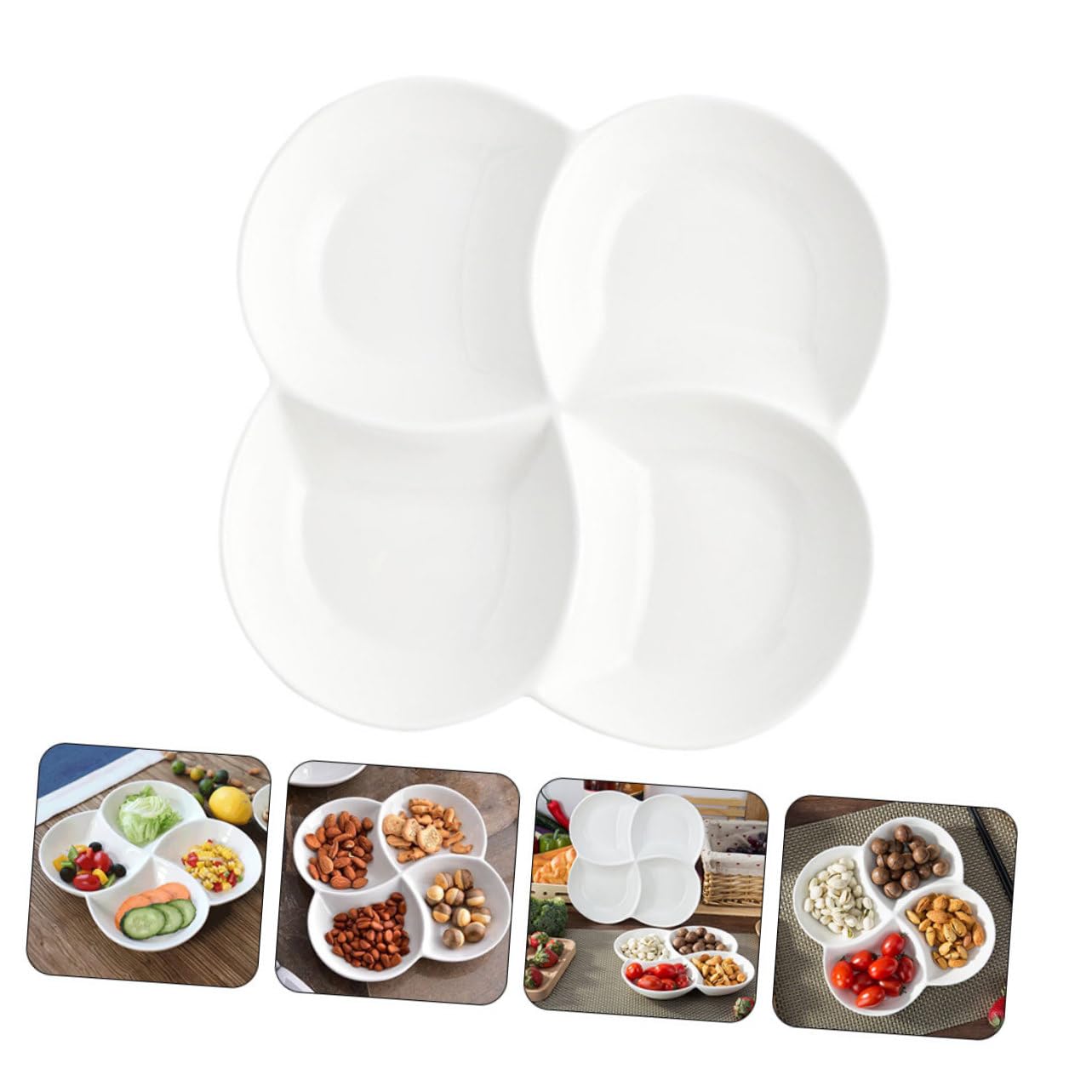 Assiette en Céramique à 4 Compartiments pour Service Alimentaire