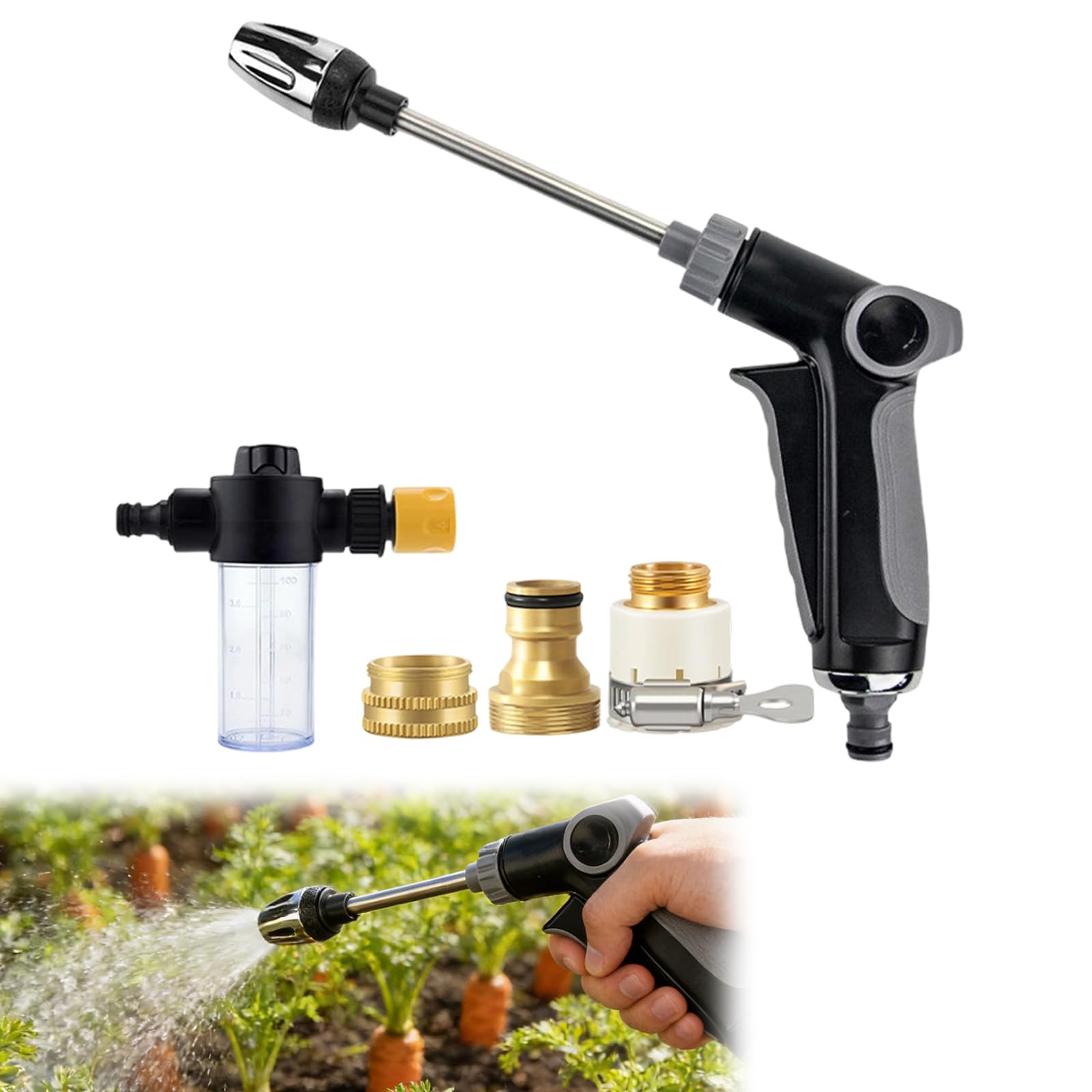 Idropulitrice regolabile ad alta potenza con vasetto in schiuma e 3 connettori per lavaggio auto, giardino, patio pulizia