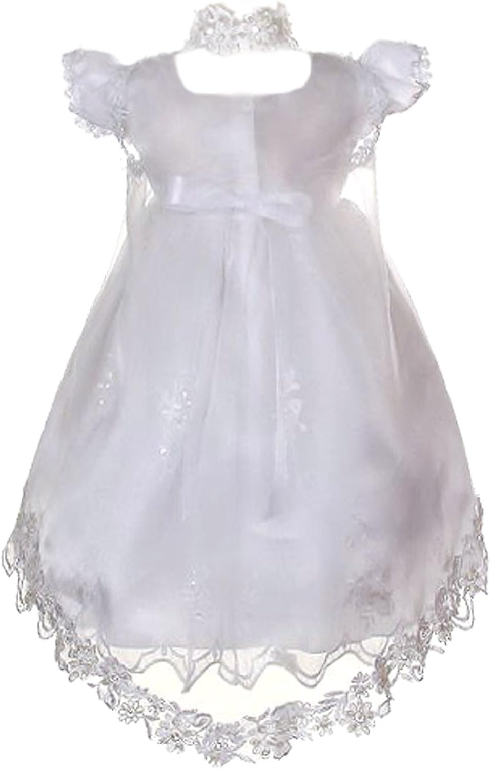 Baby Girls Christening Baptism Church White Bonnet Dresses Gown Sz 0, 3,4