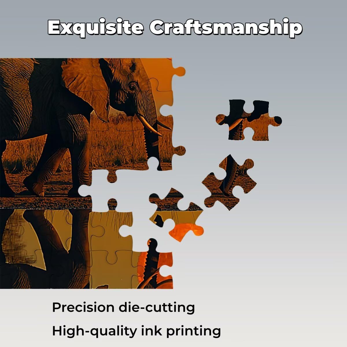 Puzzle 1500 sztuk słonia, puzzle dla dorosłych drewniane zwierzęta, 87 x 57